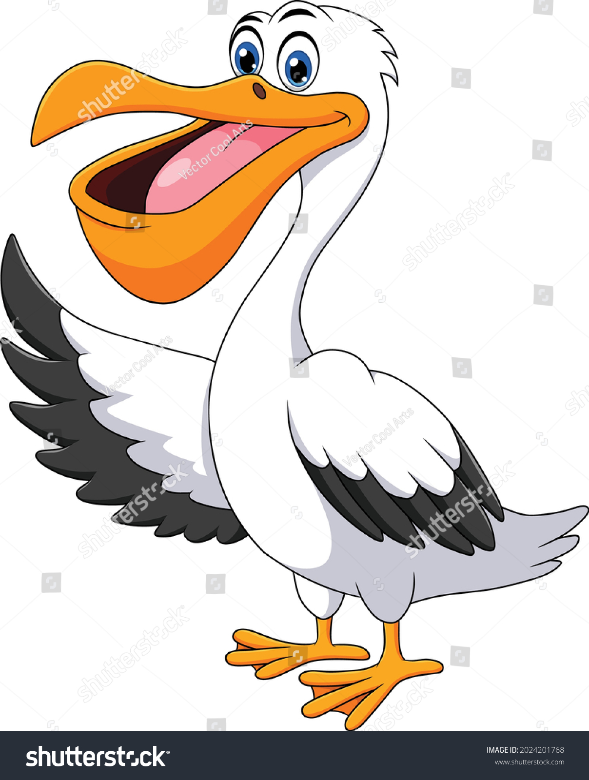 Cute Pelican Bird Cartoon Vector Illustration Stock Vector (Royalty ...