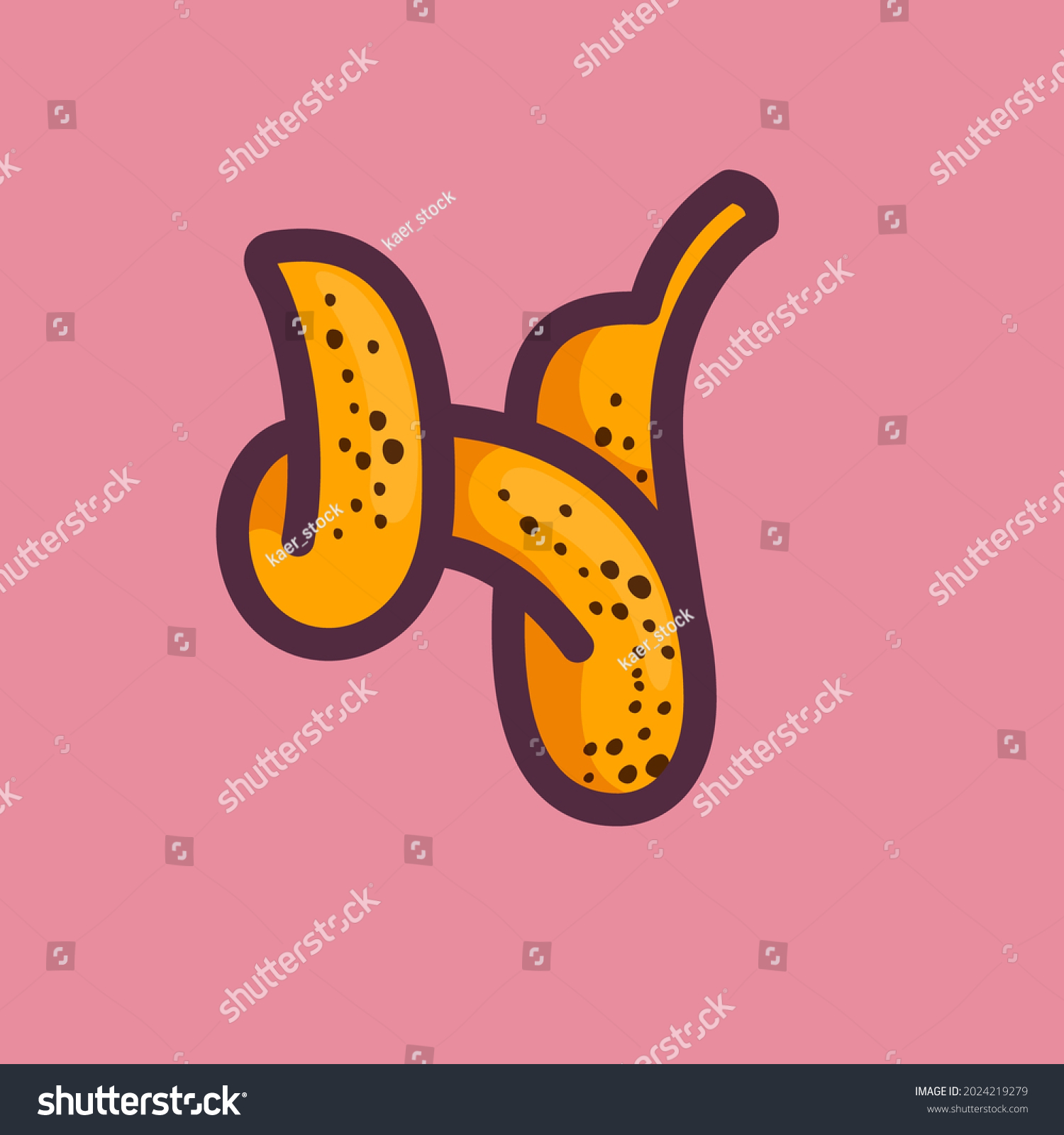 number-four-logo-made-banana-fruit-stock-vector-royalty-free