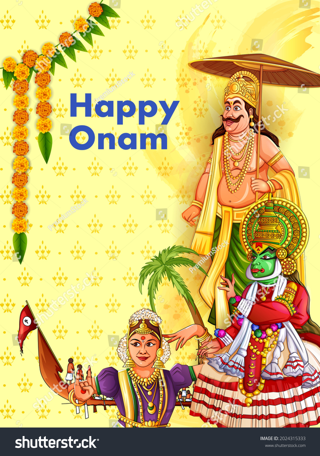 Vector Design Happy Onam Festival Background Stock Vector (Royalty Free ...