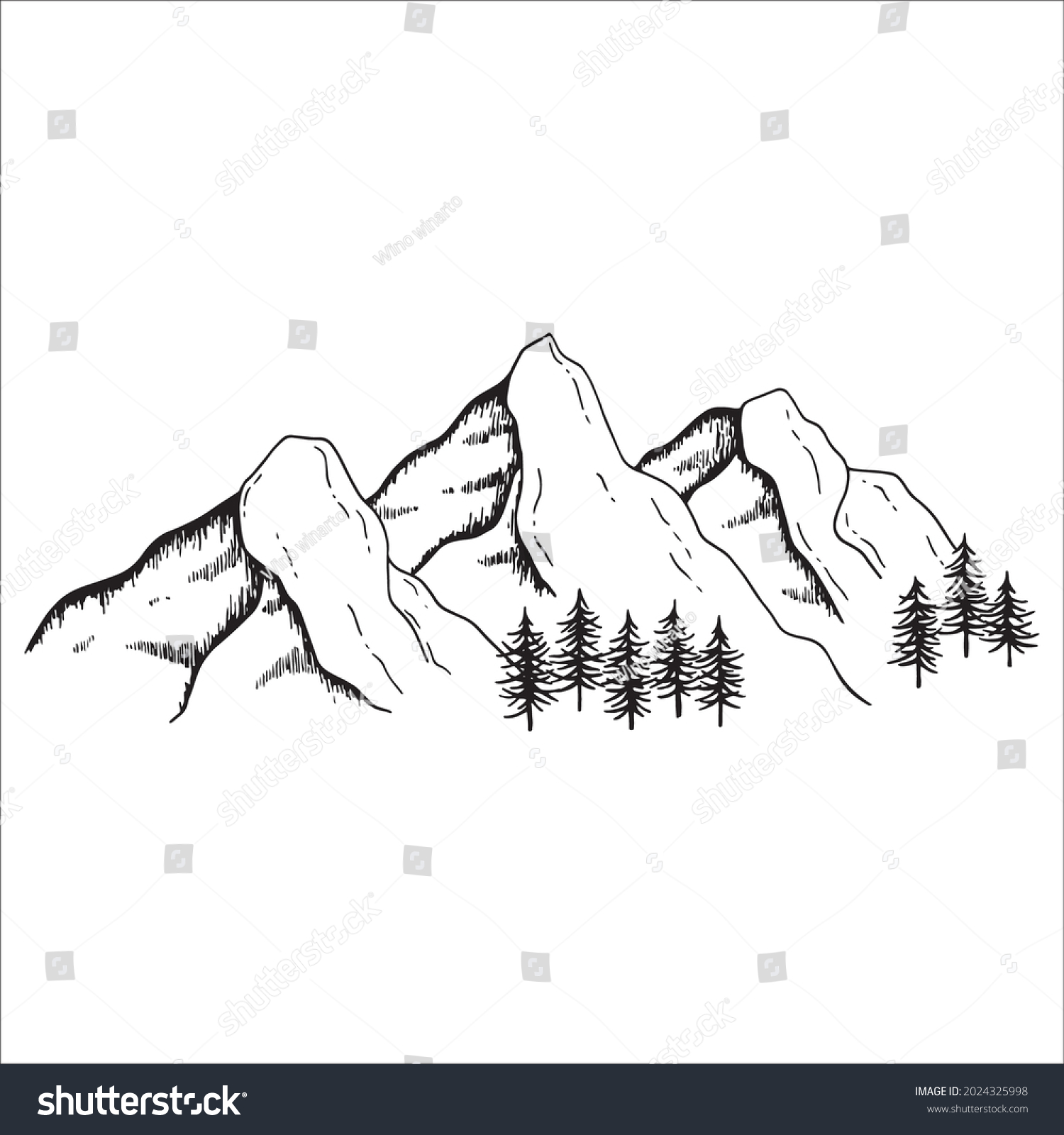 Mountain Scenery Drawing Vector Design Stock Vector (Royalty Free ...