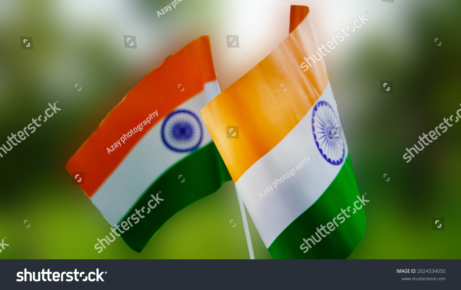 Two Indian Tricolor National Flags Nature Stock Photo 2024334050 ...