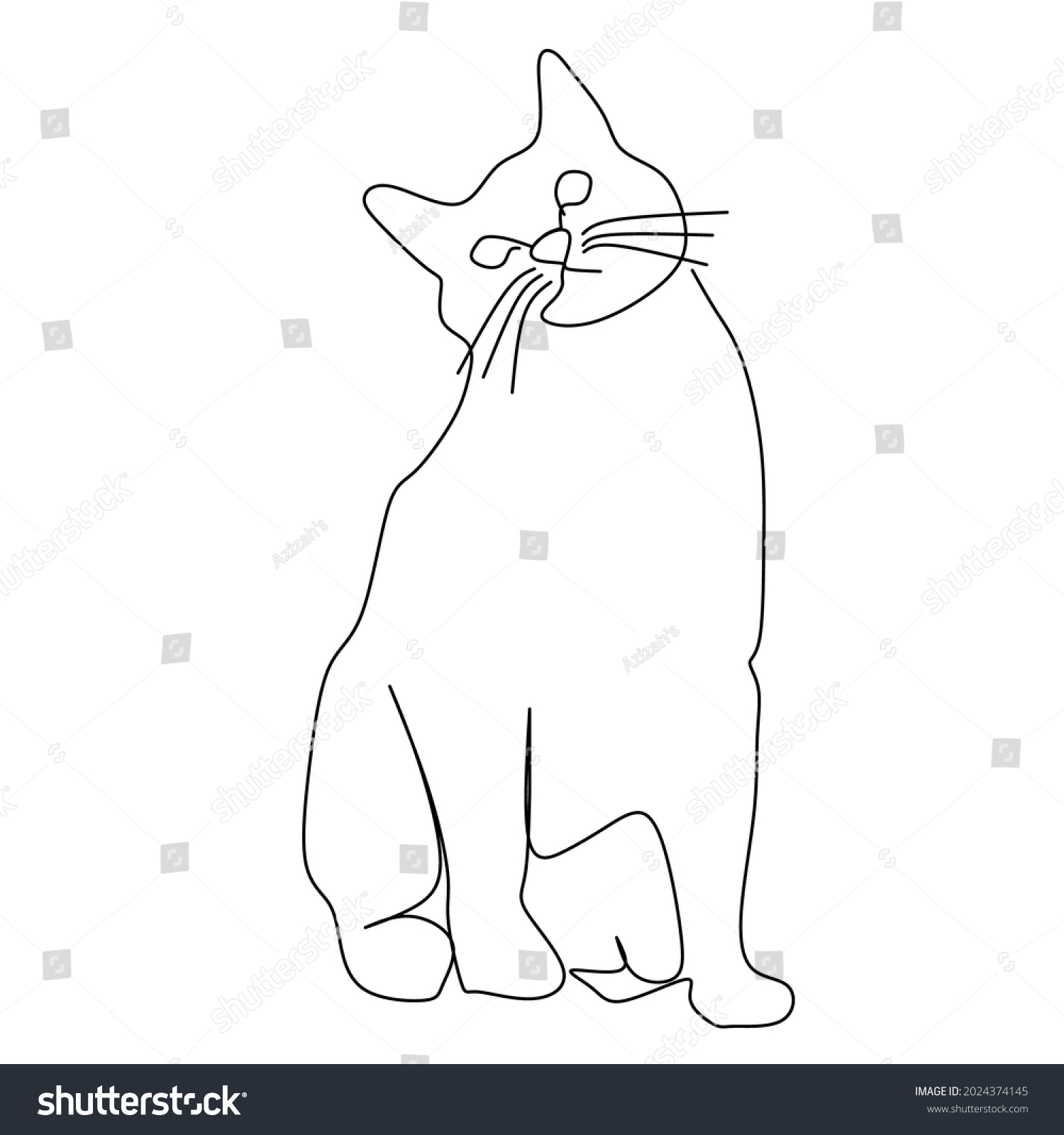 Continuous One Line Drawing Cat Silhouette Stock Vector (Royalty Free ...