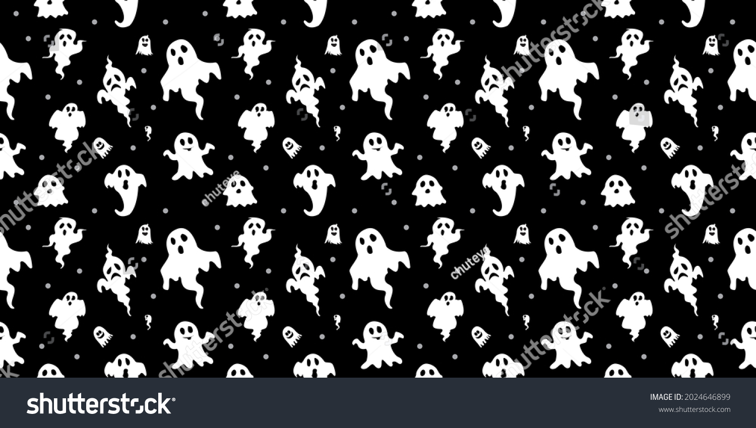 Ghost Icons Halloween Seamless Pattern Wallpaper Stock Vector (Royalty ...