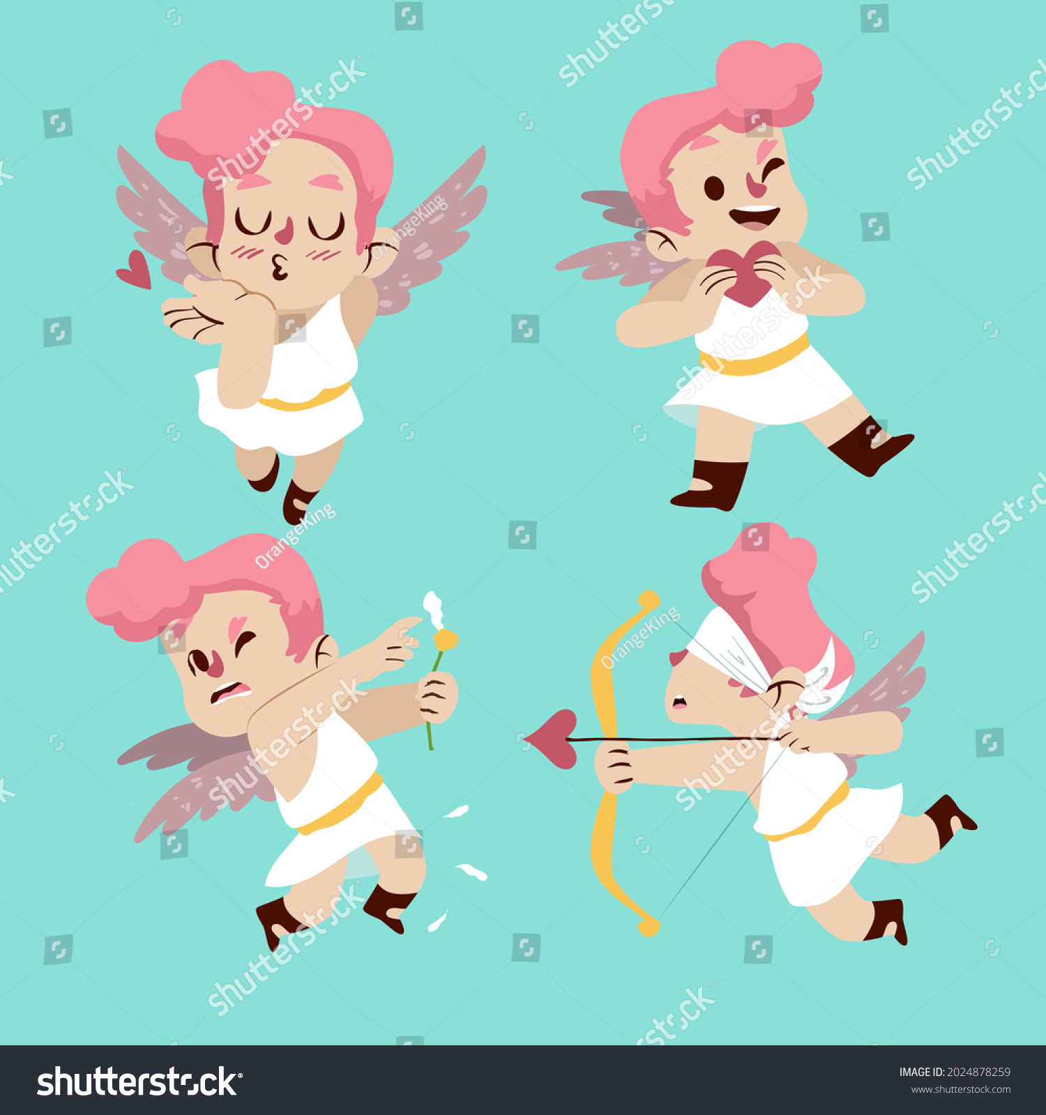 Cartoon Cupid Character Collection Angel Heart Stock Vector Royalty Free 2024878259 Shutterstock 2357
