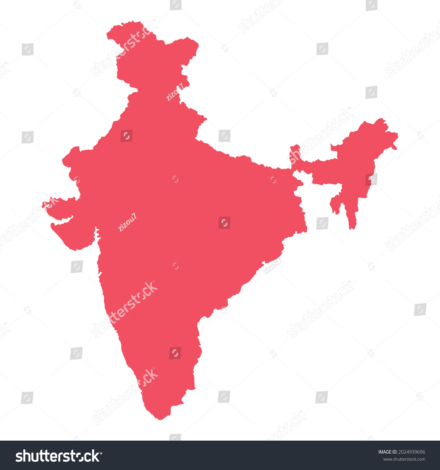 Red India National Map Vector Image Stock Vector (Royalty Free ...