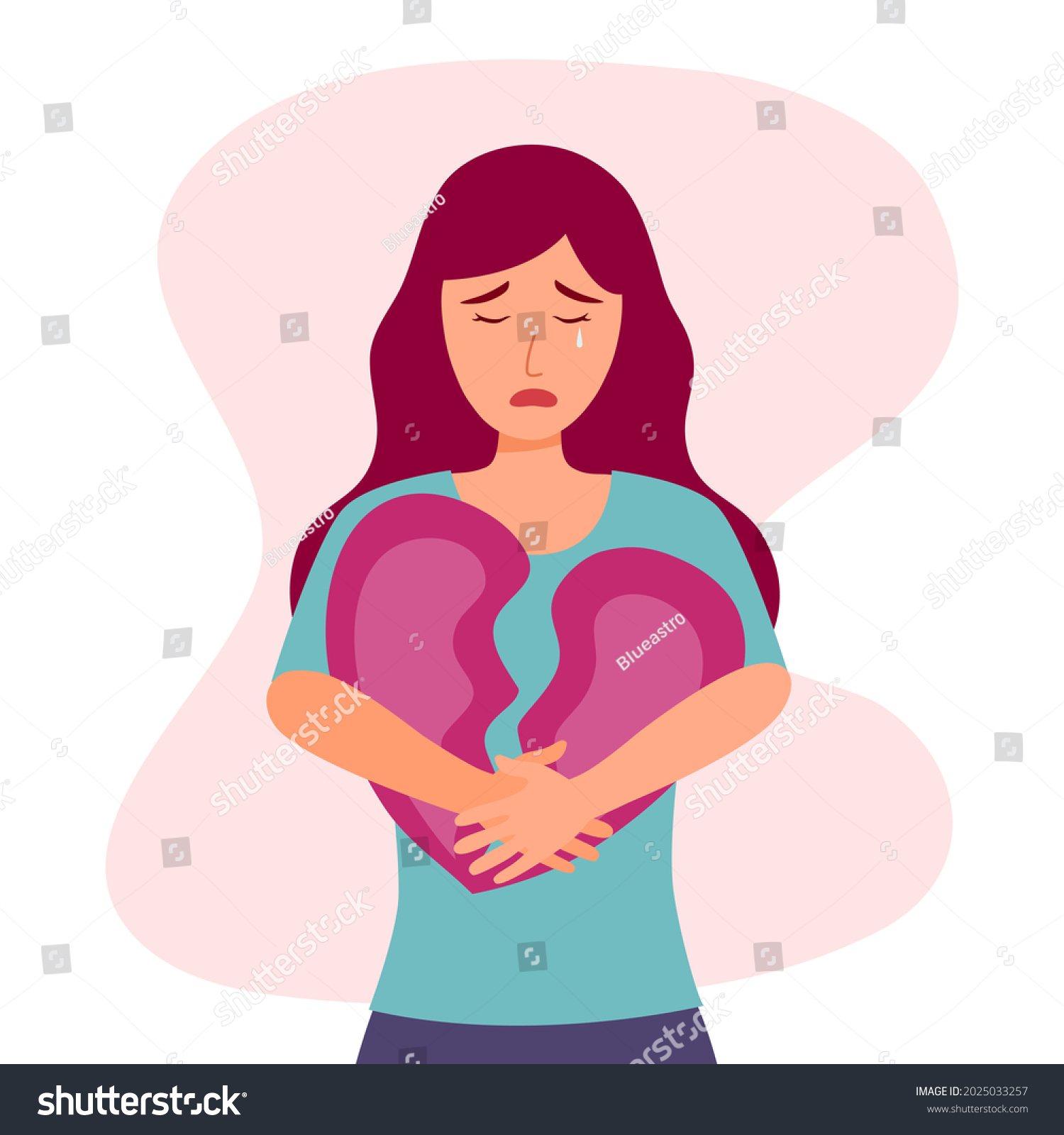 Broken Heart Concept Vector Illustration Sad Stock Vector Royalty Free Shutterstock