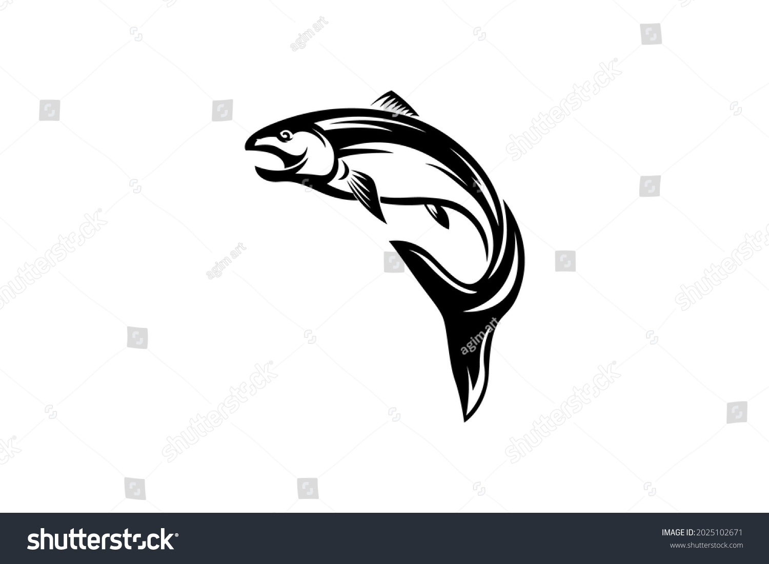 Black White Tuna Fish Vector Drawing Stock Vector (Royalty Free ...