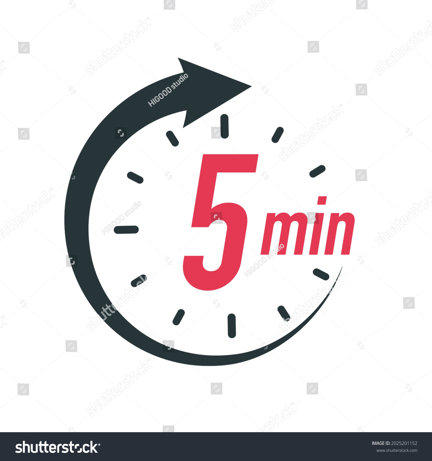 5 Minutes Timer Symbol Color Style Stock Vector (Royalty Free