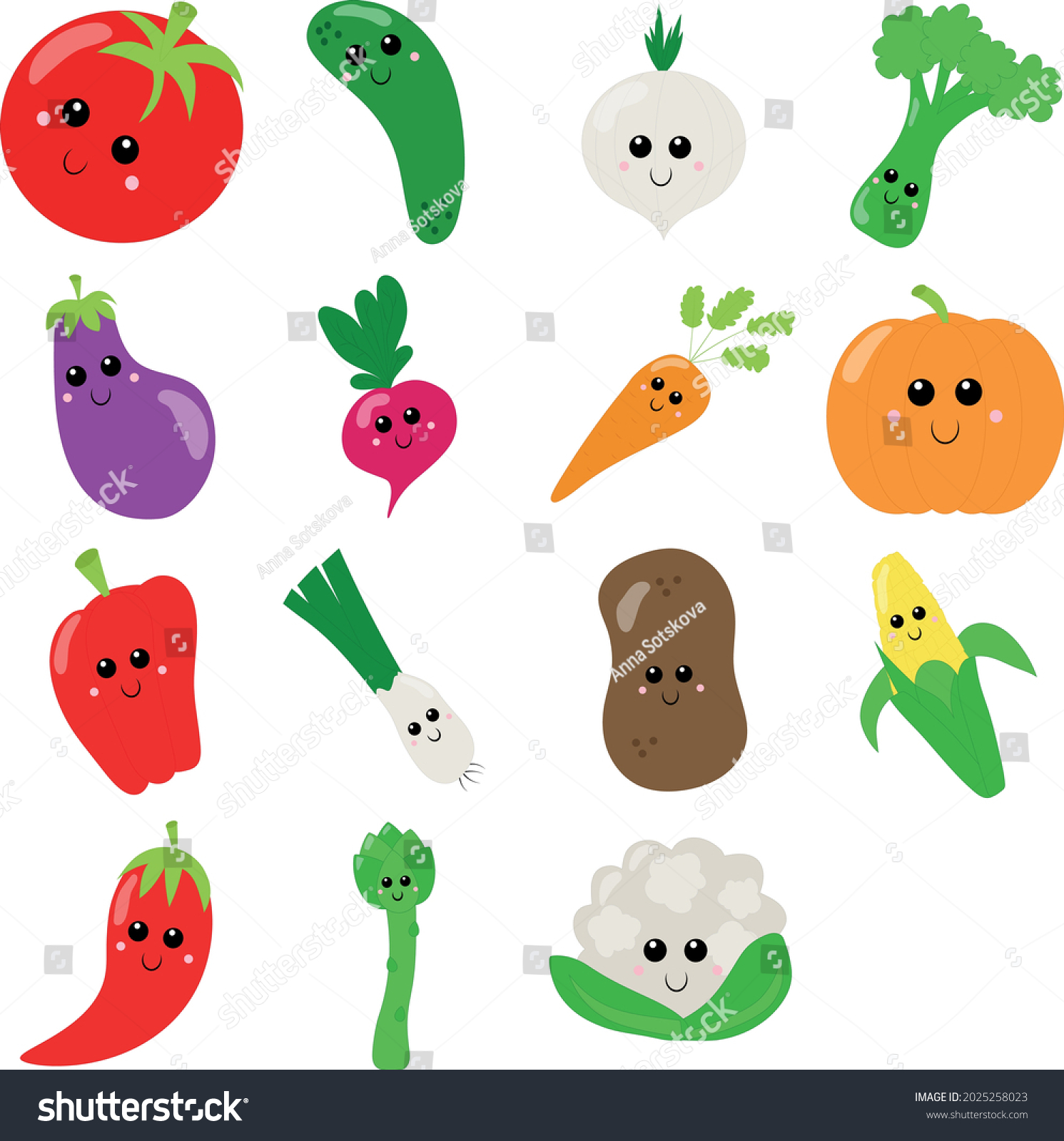 Set 15 Vegetables Emotions Stock Vector (Royalty Free) 2025258023 ...