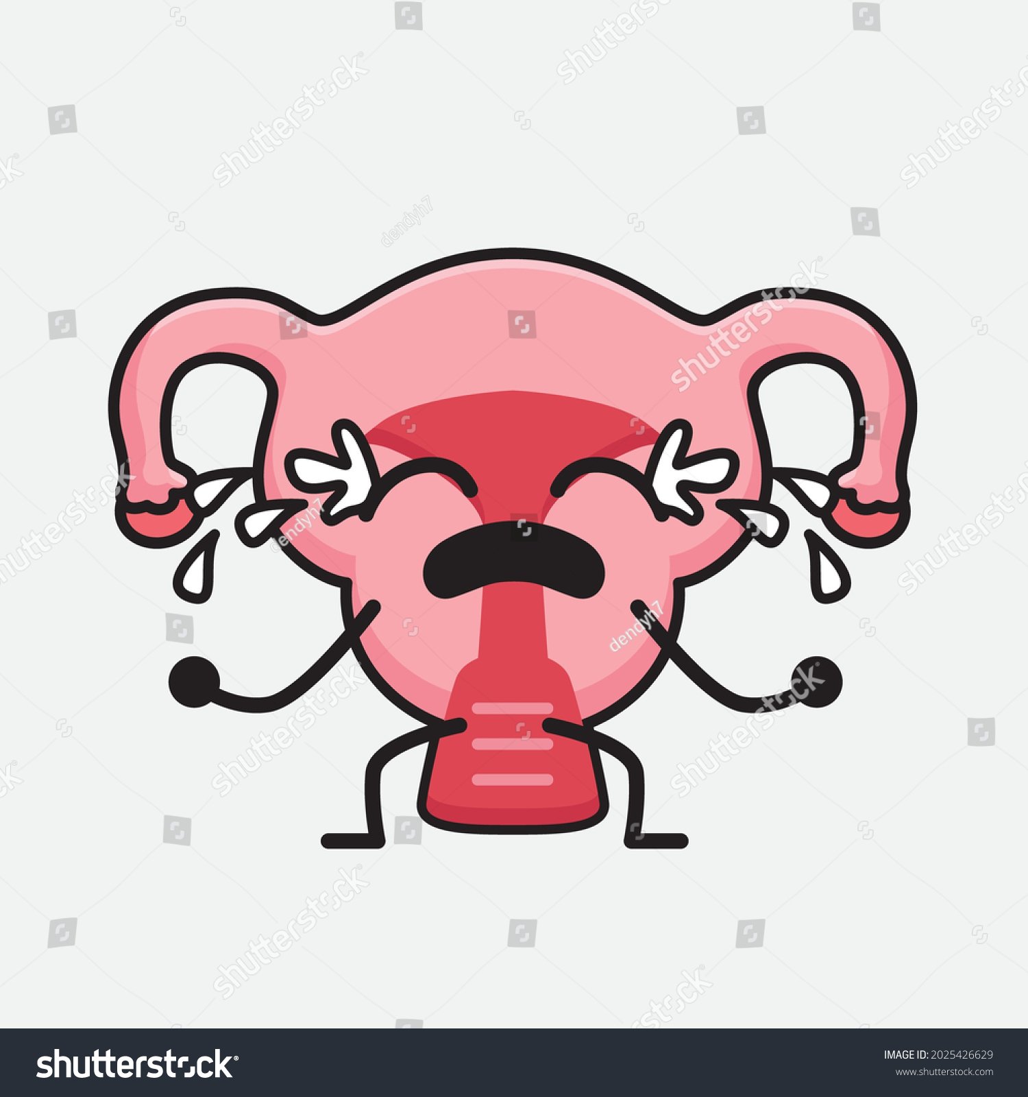 Vector Illustration Uterus Character Cute Face Stock Vector (Royalty ...