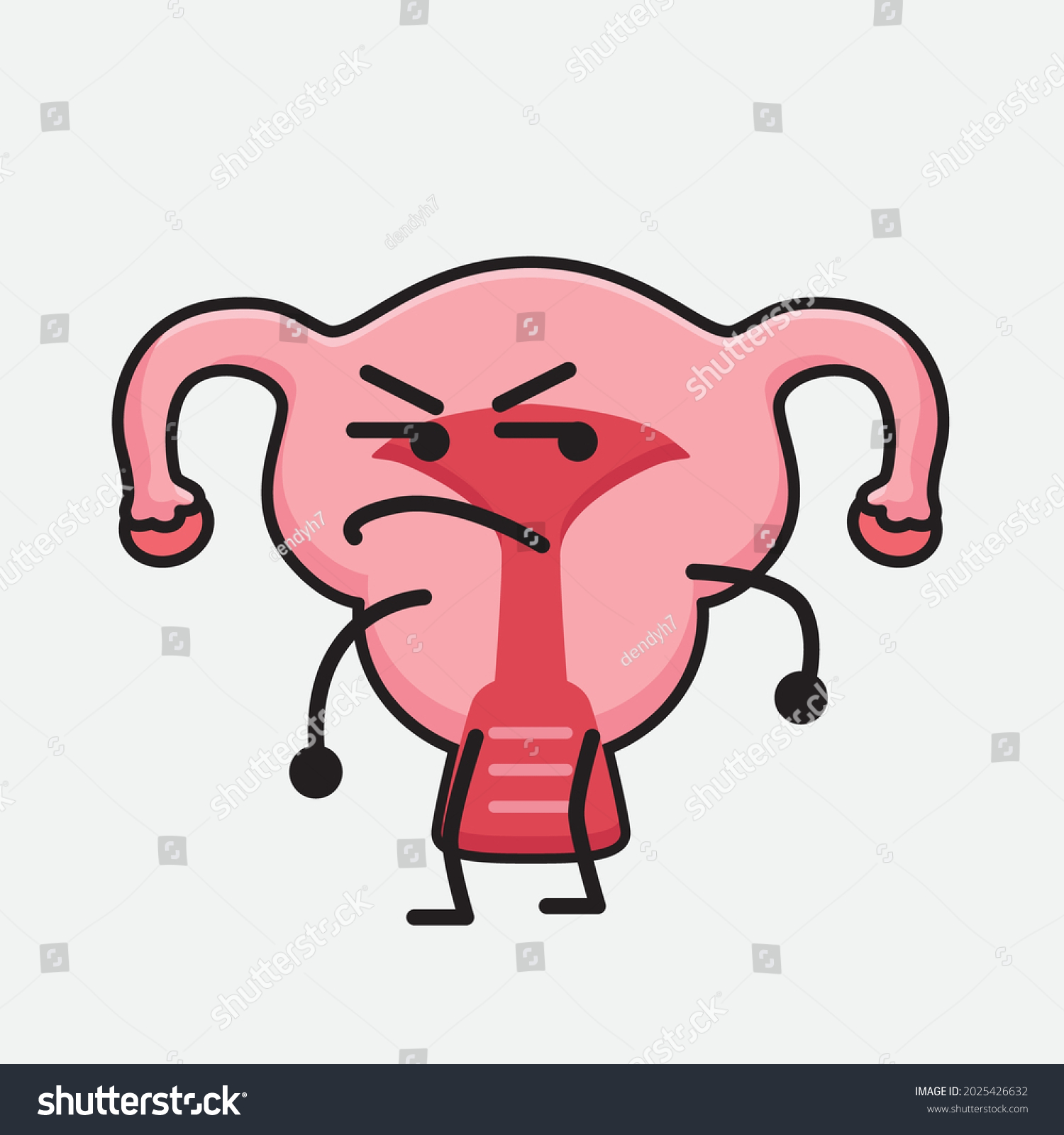 Vector Illustration Uterus Character Cute Face Stock Vector (Royalty ...