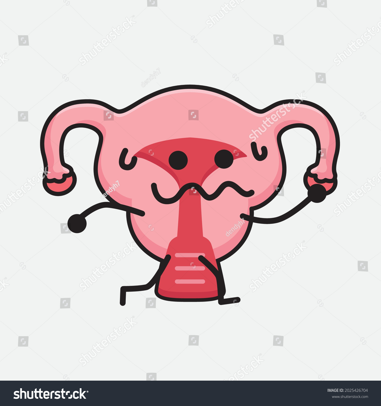 Vector Illustration Uterus Character Cute Face Stock Vector (Royalty ...