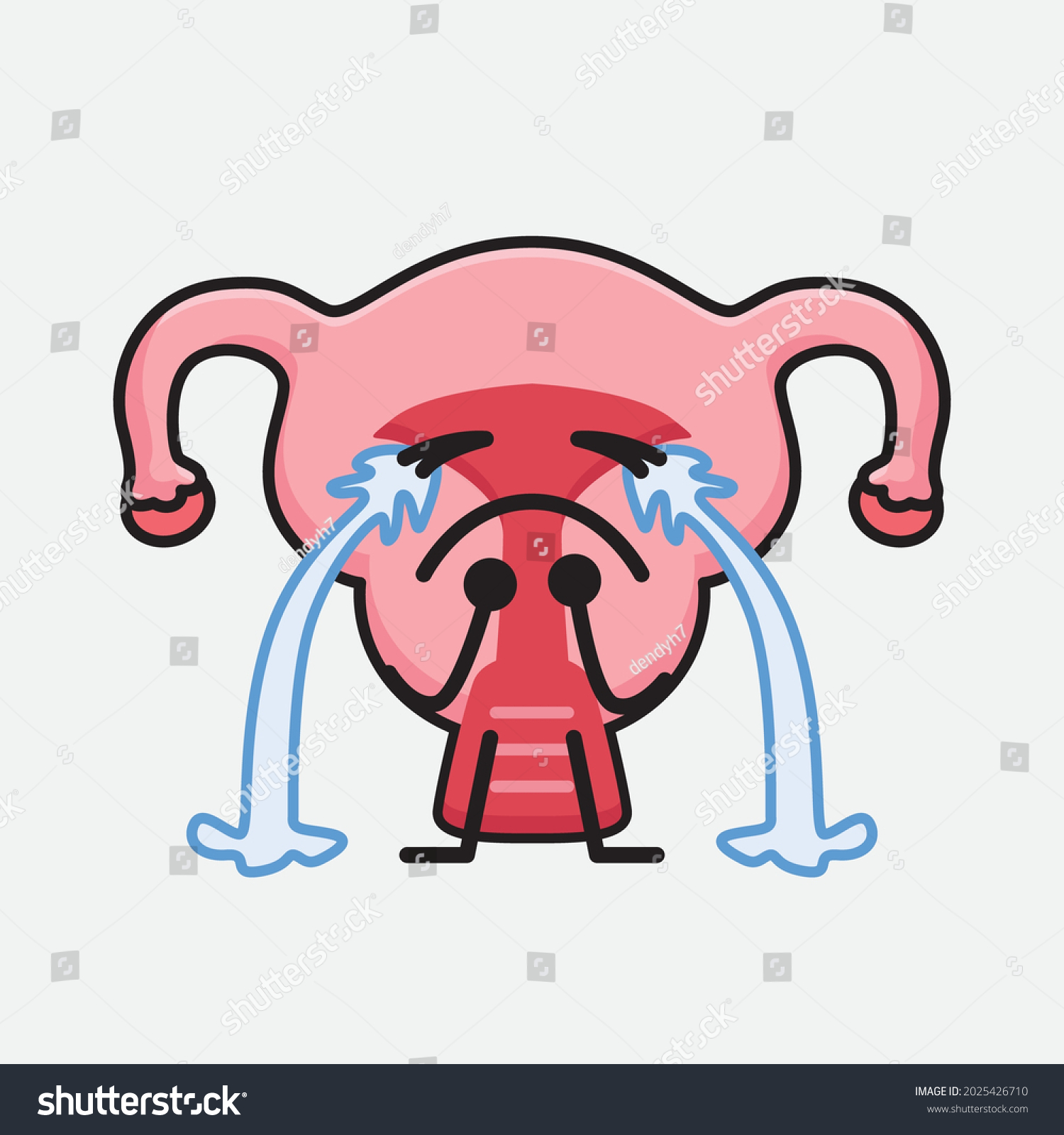 Vector Illustration Uterus Character Cute Face Stock Vector (Royalty ...