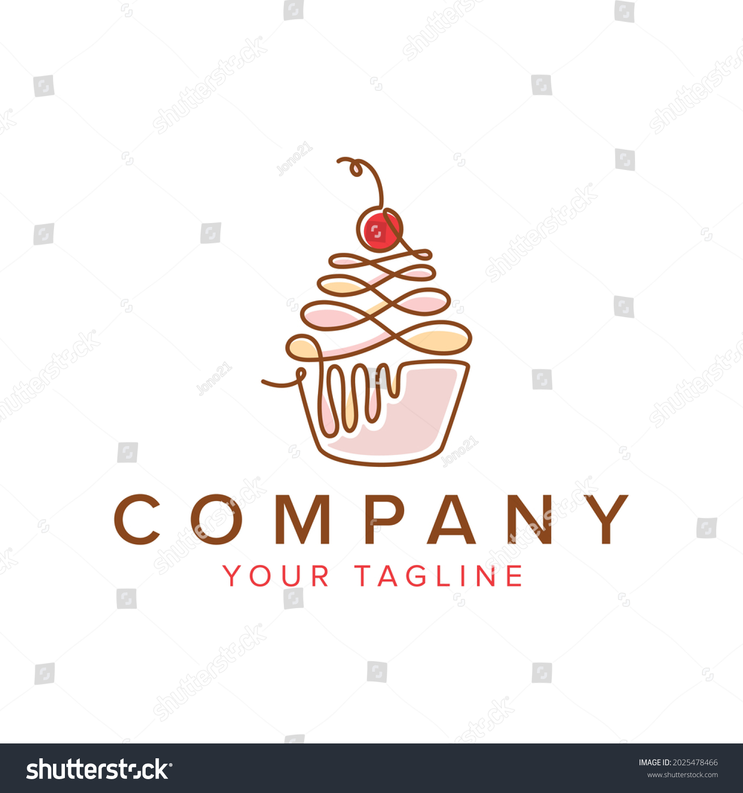 Cupcake Shop Logo One Line Cake Stock Vector (Royalty Free) 2025478466 ...