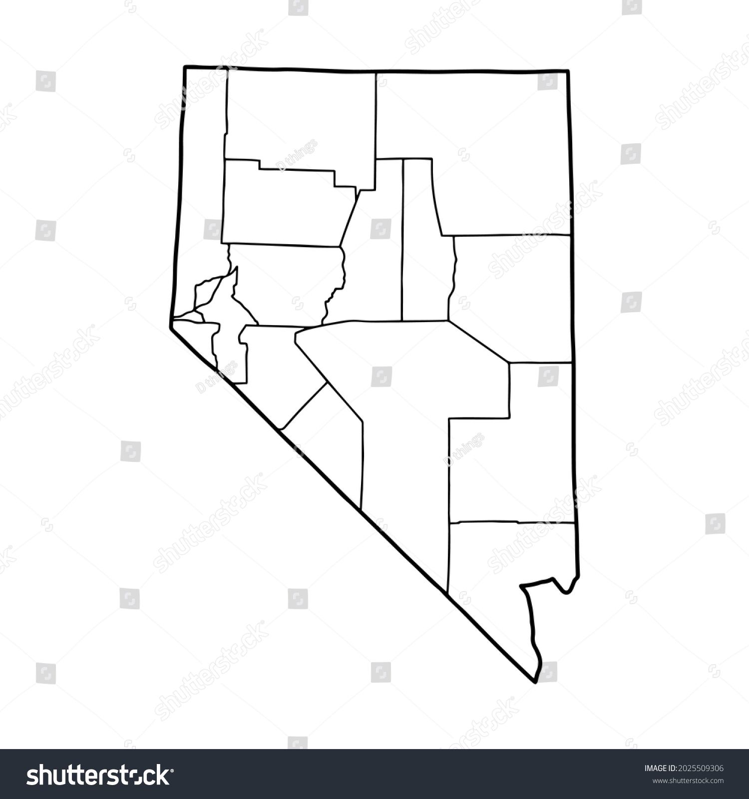 Outline Map Nevada White Background Usa Stock Vector (Royalty Free ...