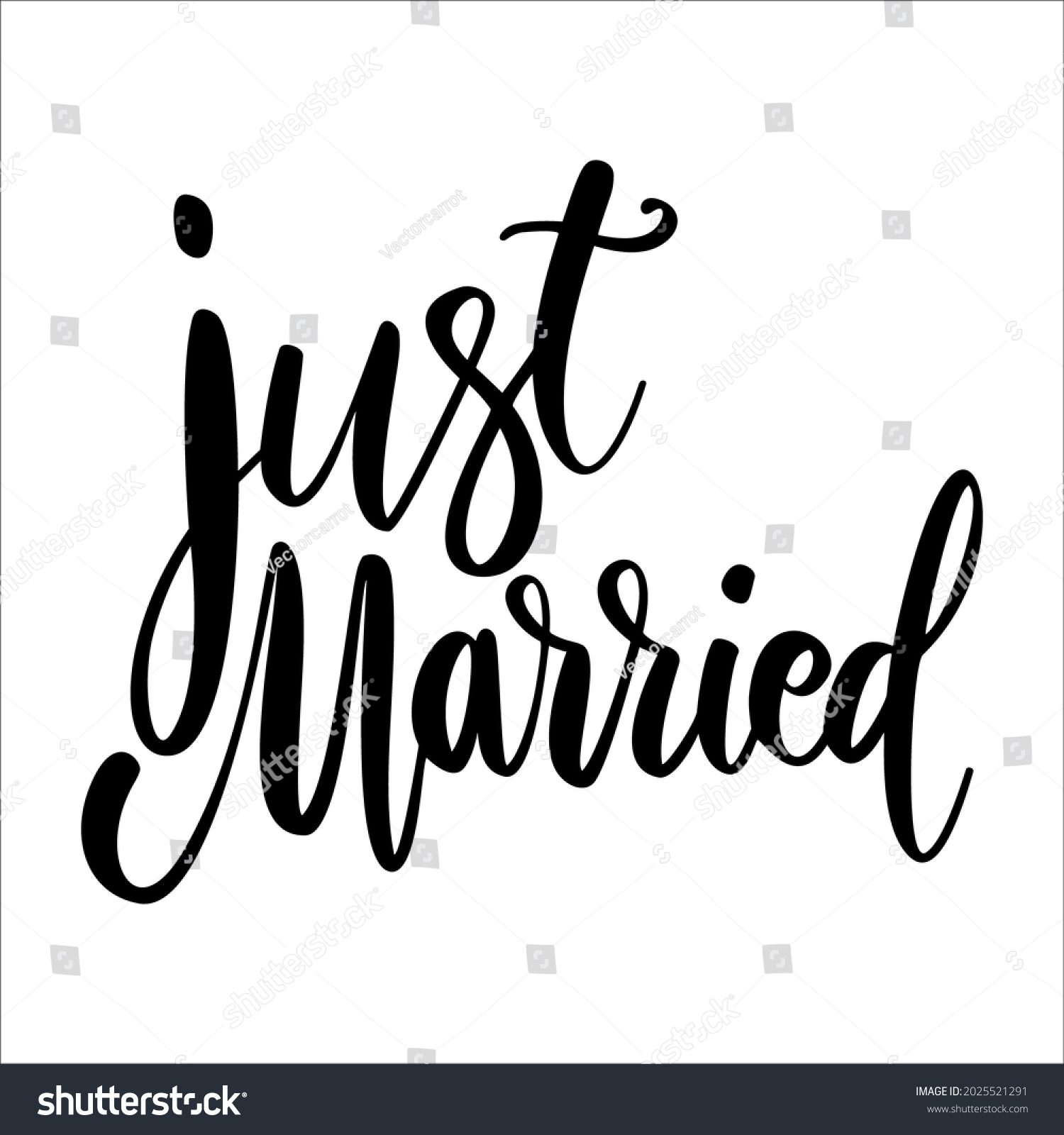Just Married Lettering Phrase On White Stock Vector (Royalty Free