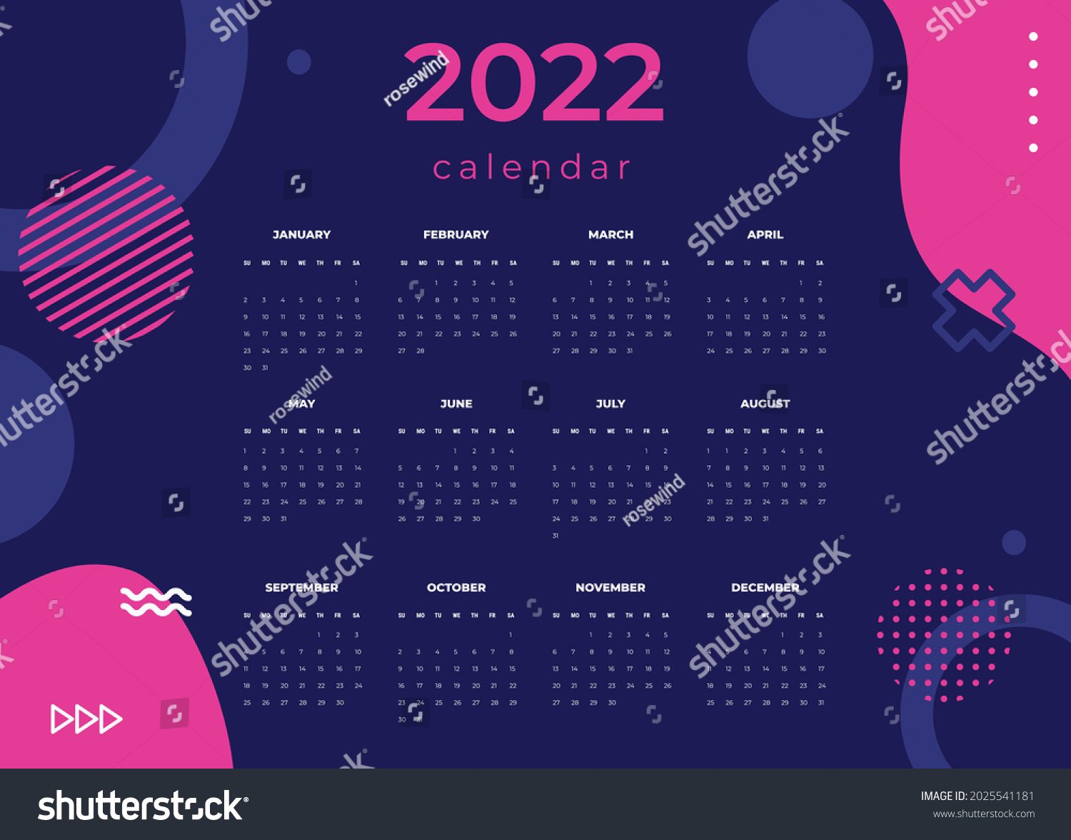 Calendar 2022 Template Vector Set Desk เวกเตอร์สต็อก ปลอดค่าลิขสิทธิ์ 2025541181 Shutterstock 2662