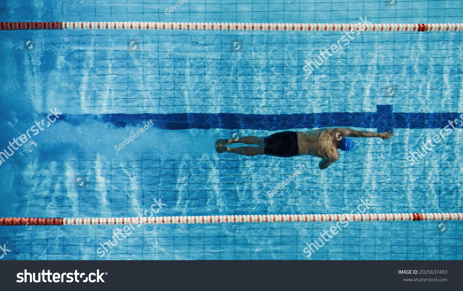 Aerial Top View Male Swimmer Swimming Stock Photo 2025637493 | Shutterstock