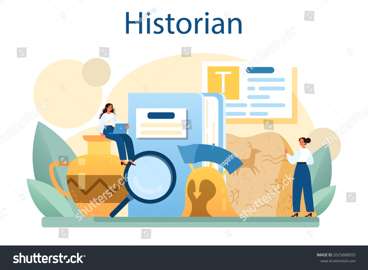 Historian Concept History Science Paleontology Archeology Stock Vector ...