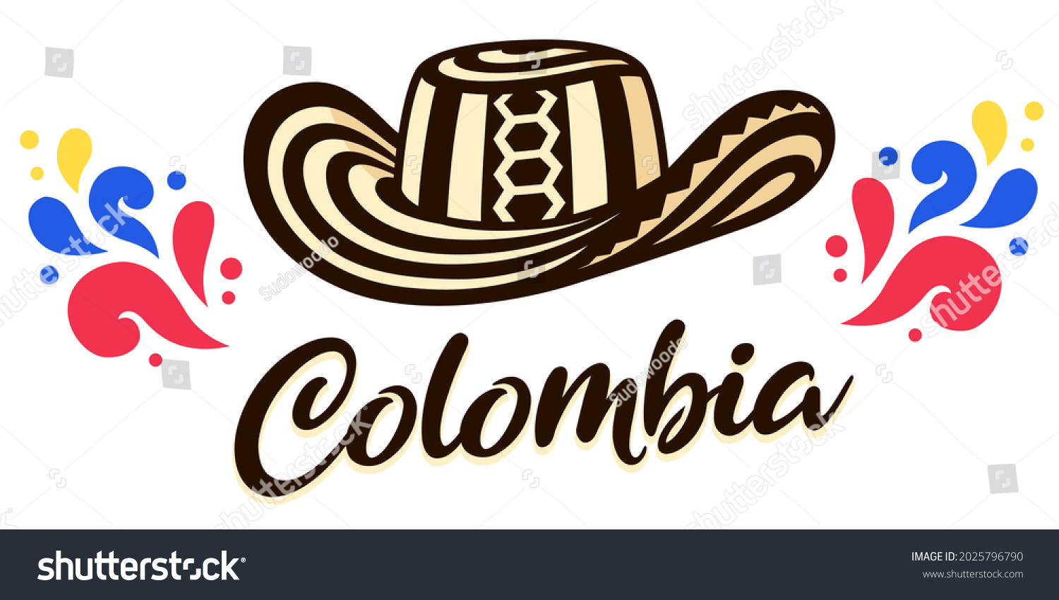 Sombrero Vueltiao Traditional Colombian Hat Text Stock Vector (Royalty ...