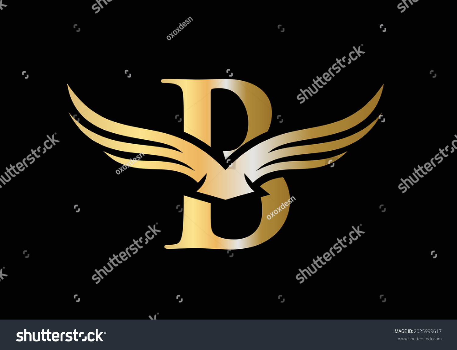 B Letter Wing Logo Design Initial Stock Vector (Royalty Free ...