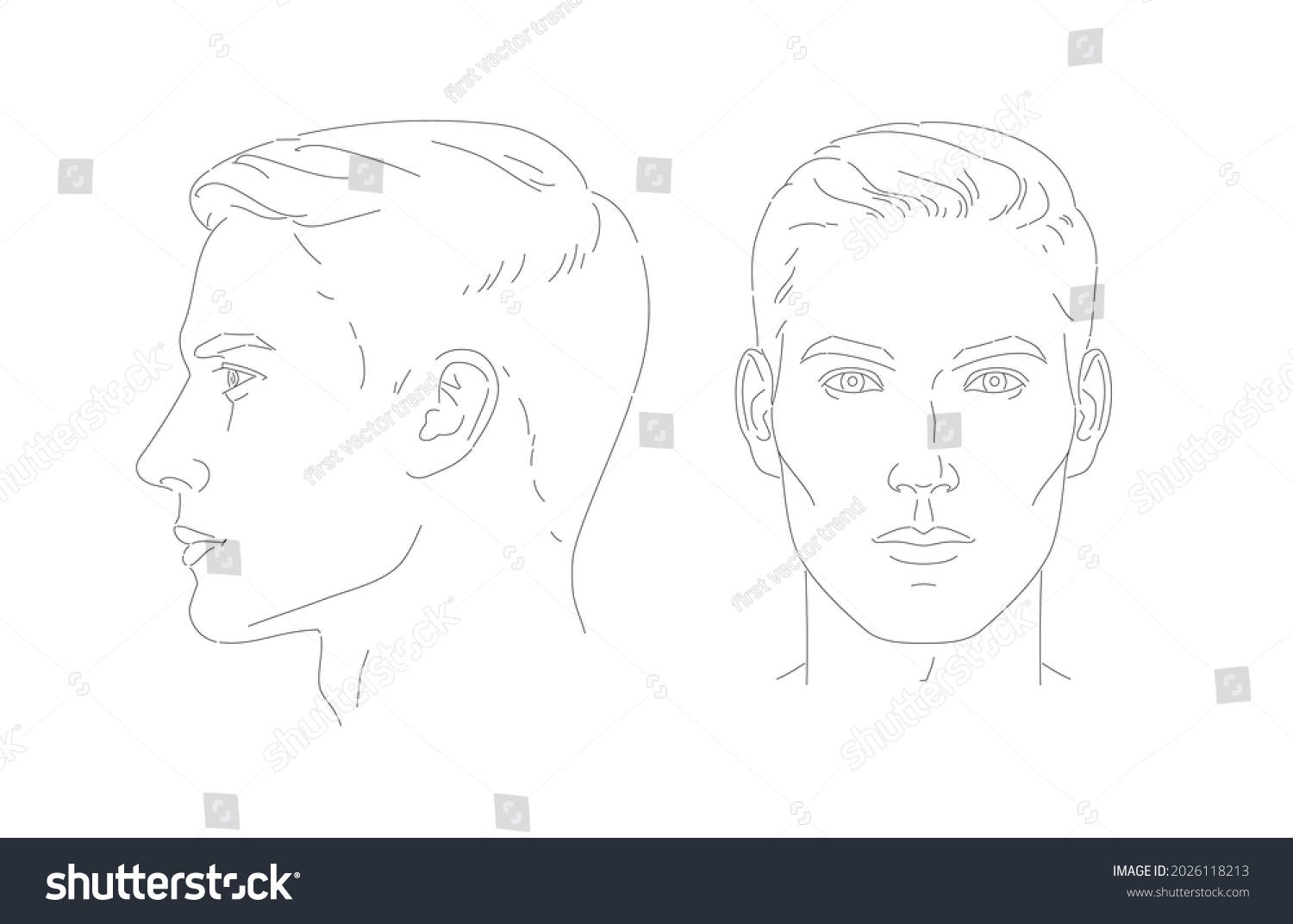 Set Man Face Different Angles Front Stock Vector (royalty Free 