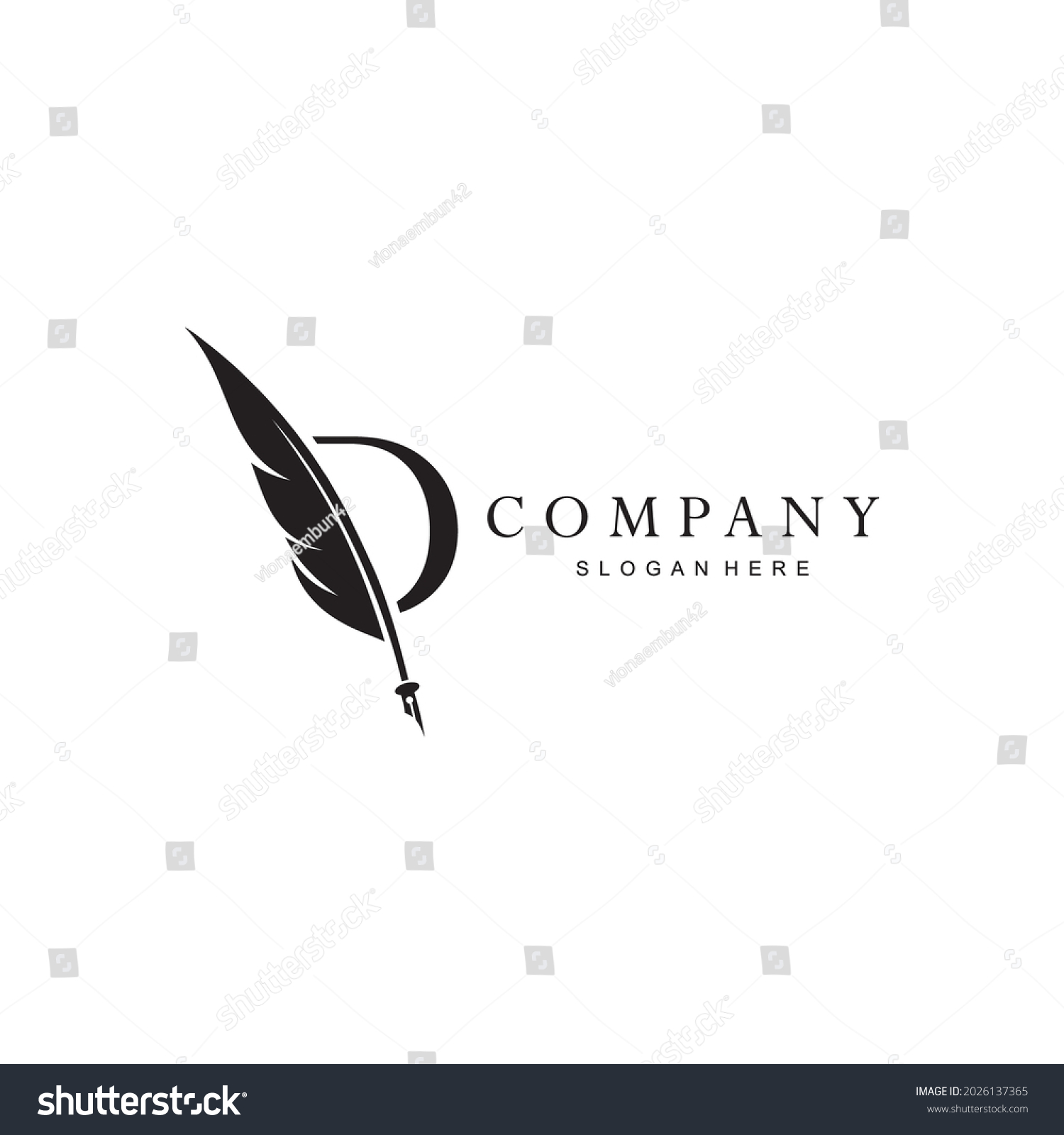 Letter D Logo Quill Combination Letter Stock Vector (Royalty Free ...