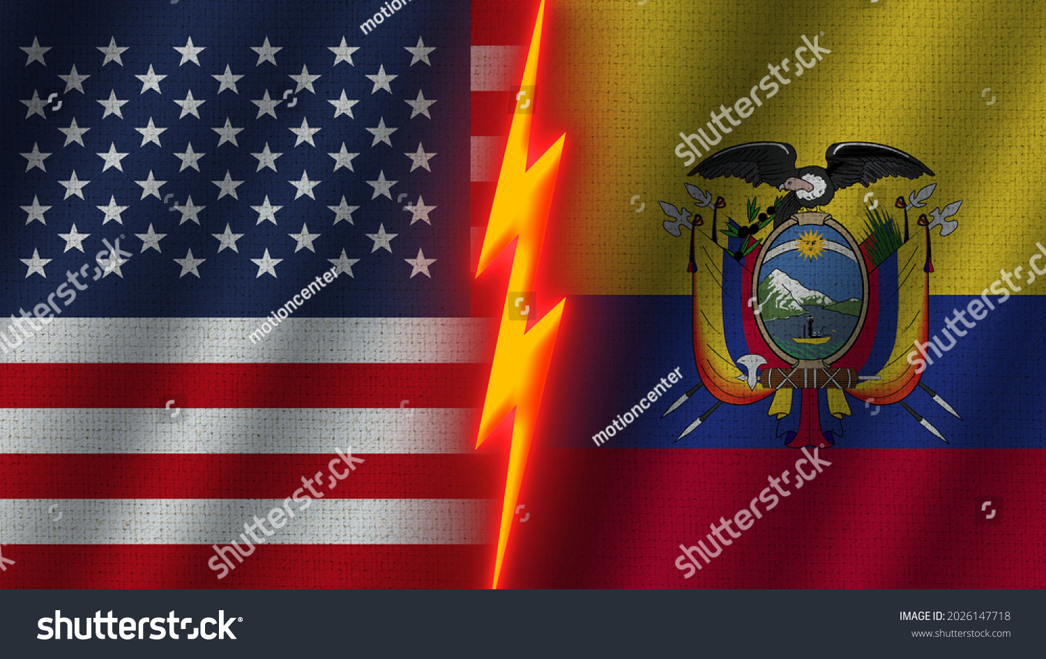 Ecuador United States America Flags Together Stock Illustration 