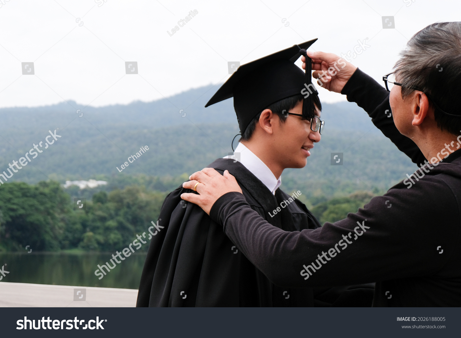 Student Congratulations Graduates Wearing Graduation Gown Stock Photo ...