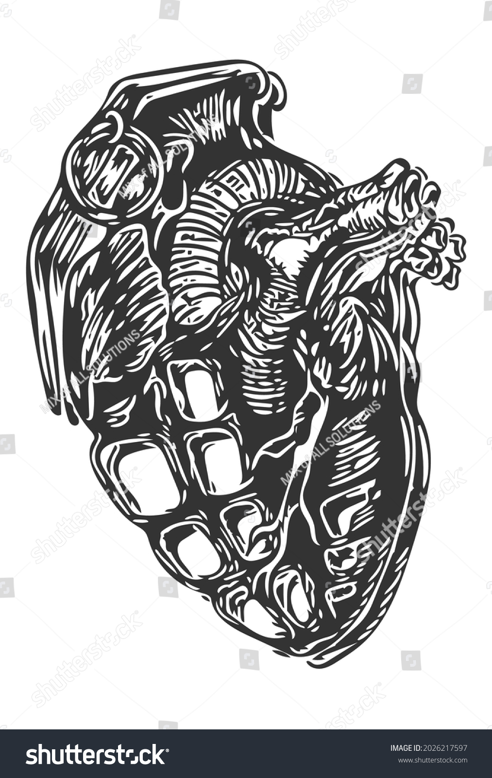 Heart Grenade Illustration Vector Tattoo Design Stock Vector (Royalty ...