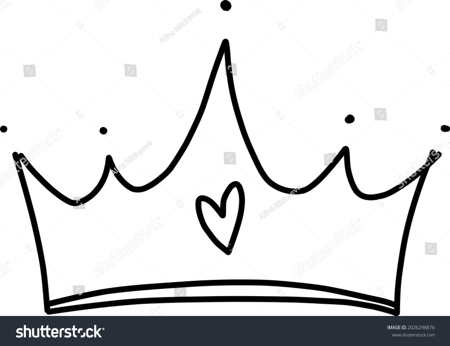 Hand Drawn Black White Doodle Crown Stock Vector (Royalty Free ...