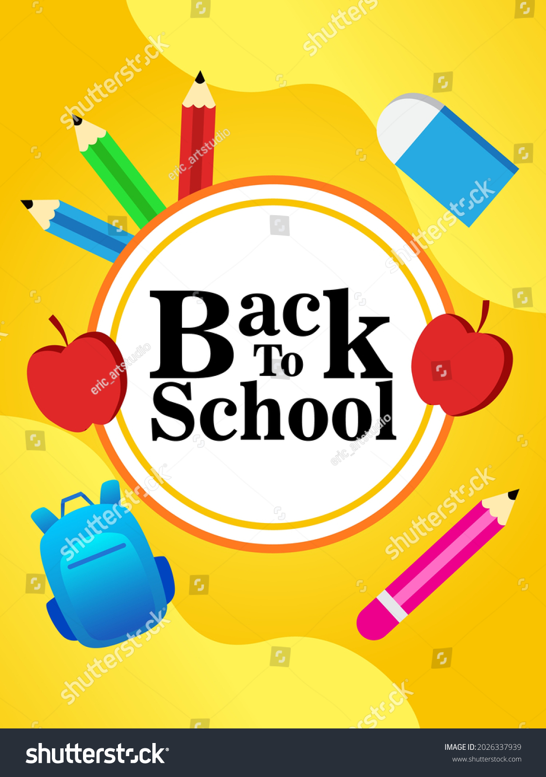 Yellow Color Back School Poster Template Stock Vector (Royalty Free ...