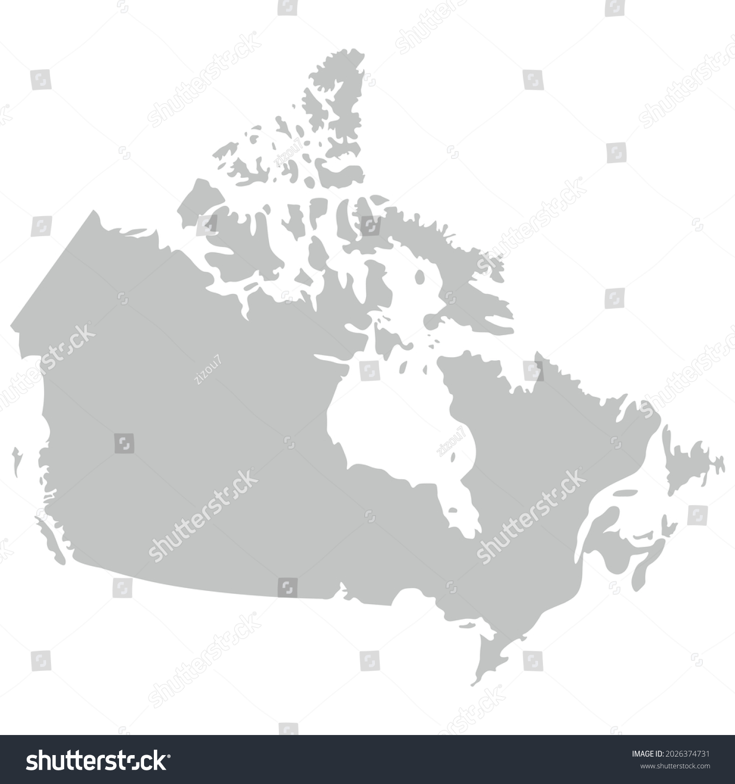 Grey Map Canada Vector Illustration Isolated Stock Vector (Royalty Free ...