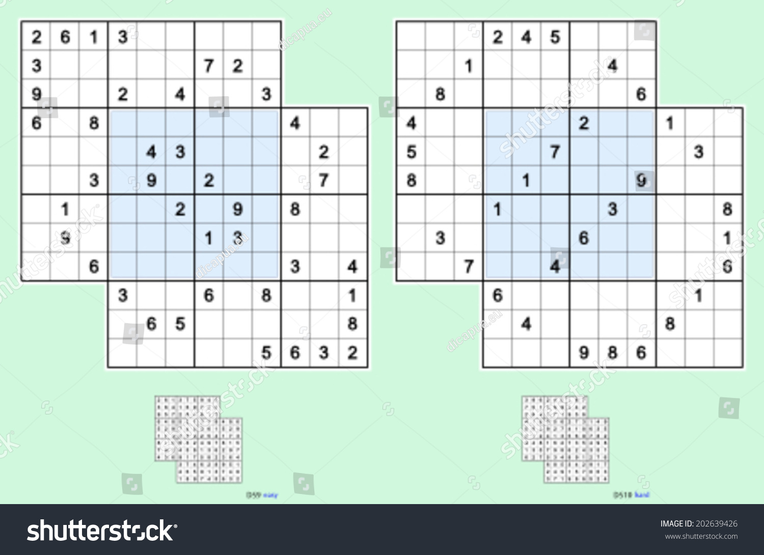 Doubledoku Symmetrical Two Overlapping Sudoku Puzzles Stock Vector Royalty Free 202639426 3074