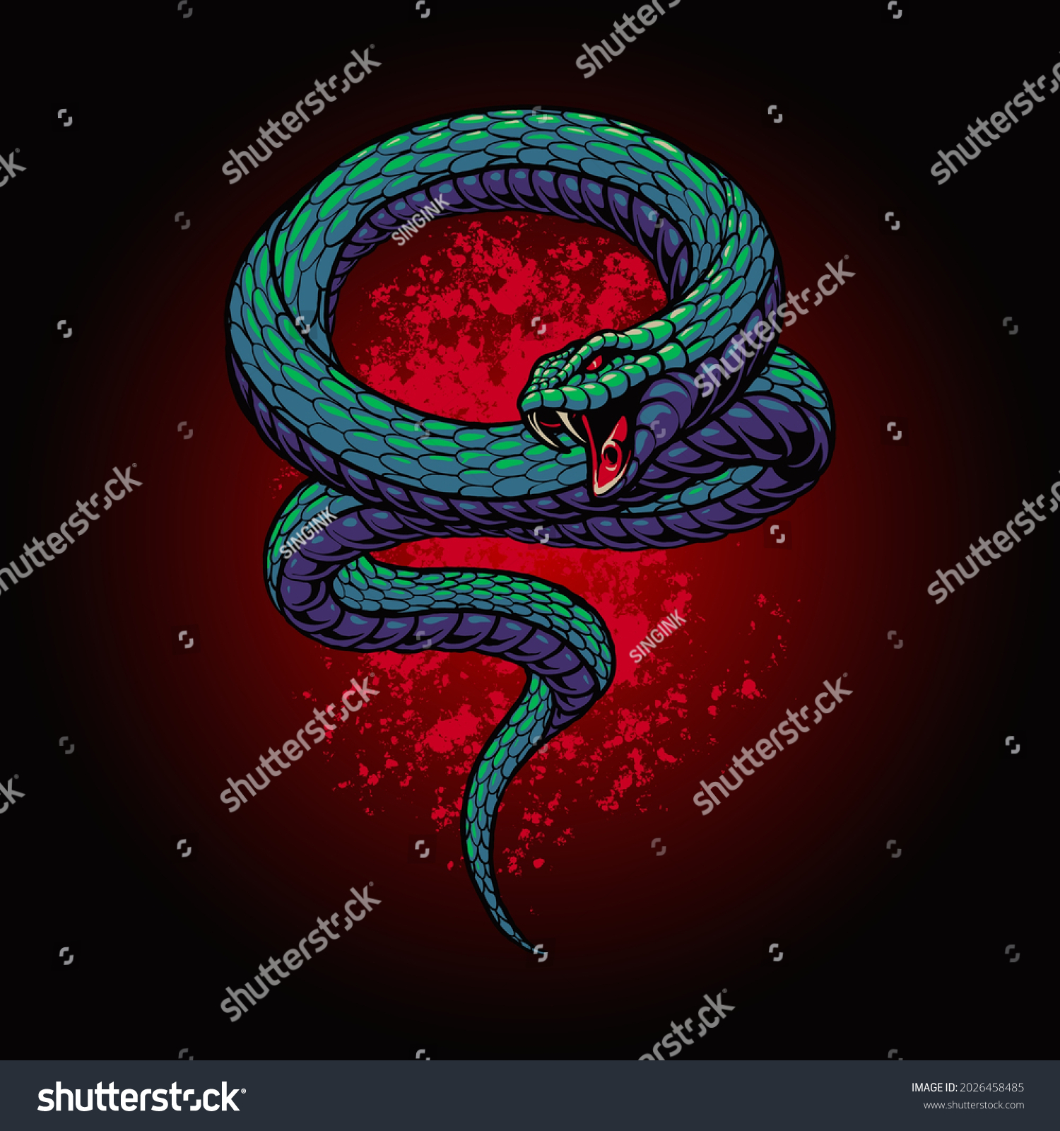 Green Dangerous Snake Illustration Stock Vector (Royalty Free ...