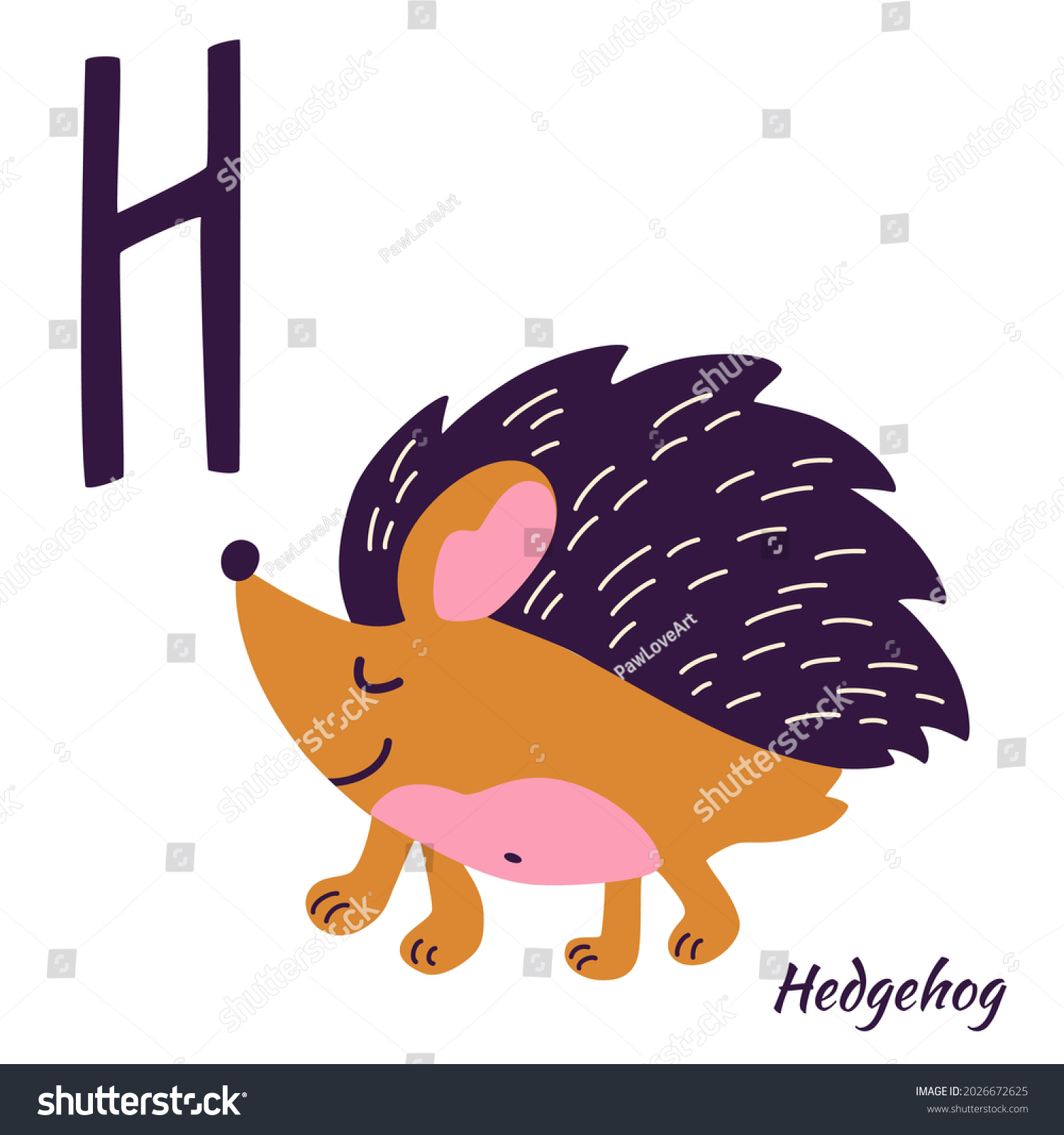 Hedgehog Animal Alphabet Learning Letter H Stock Vector (Royalty Free ...