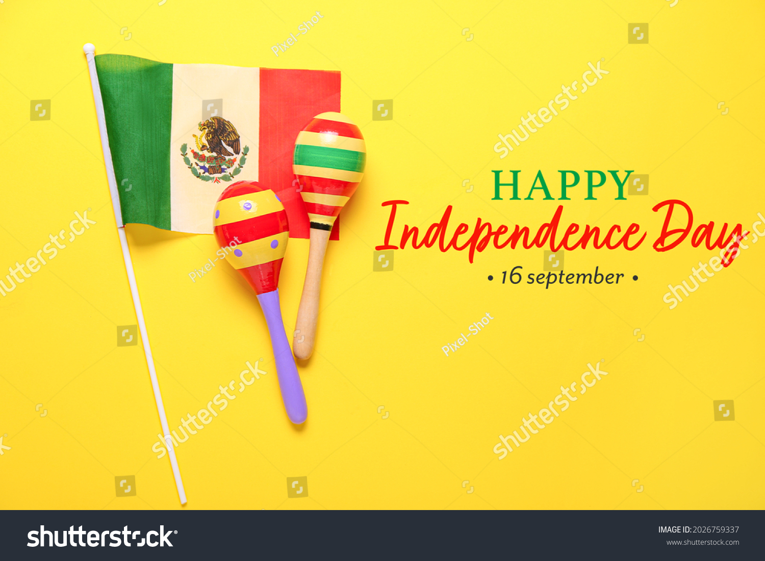 Greeting Card Independence Day Mexico Mexican Stock Photo 2026759337