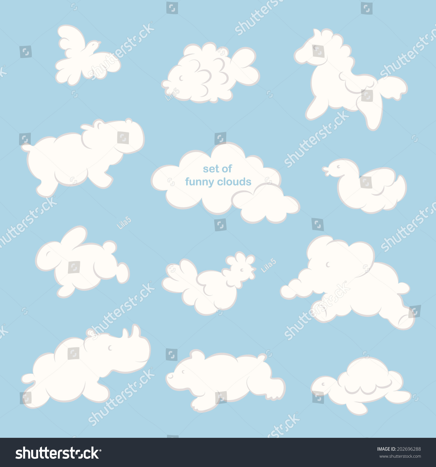 Силуэты облаков в виде животных