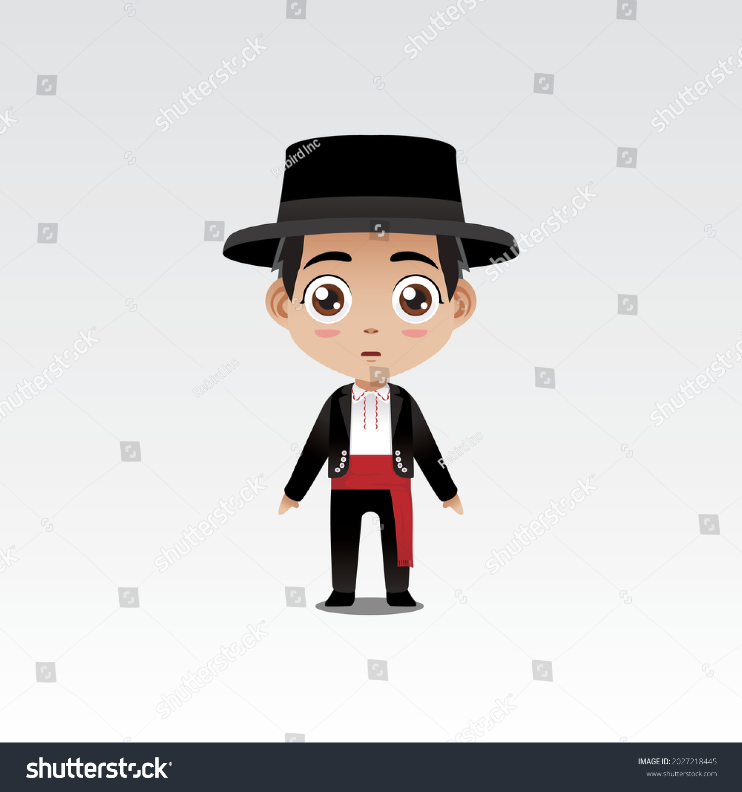 Illustration Cute Cartoon Traditional Spanish Boy Stock Vector (Royalty ...