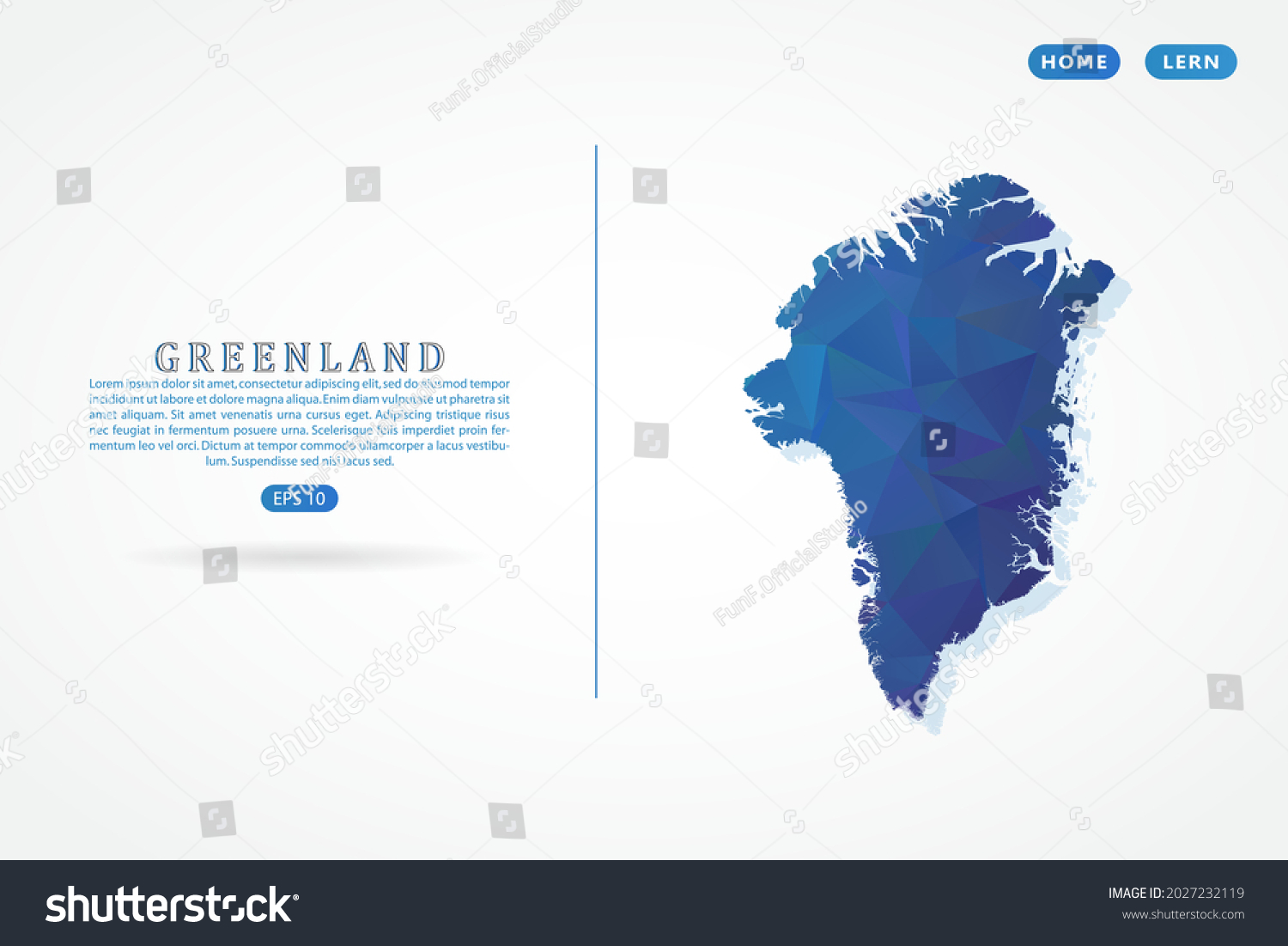 Greenland Map World Map International Vector Stock Vector Royalty Free   Stock Vector Greenland Map World Map International Vector Template With Polygon Blue Color Gradient Isolated 2027232119 