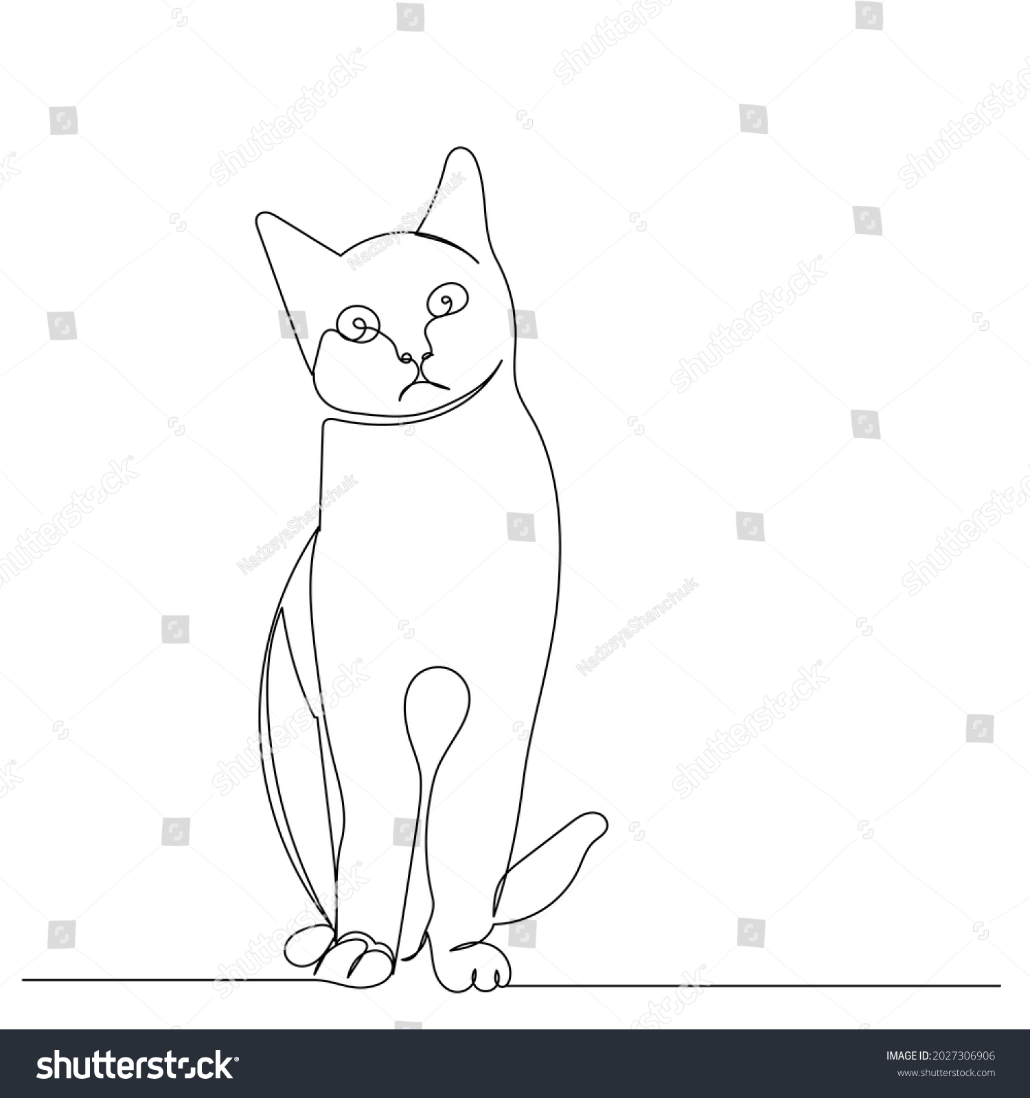 Continuous Line Drawing Cat Sketch Isolated Stock Vector (Royalty Free ...