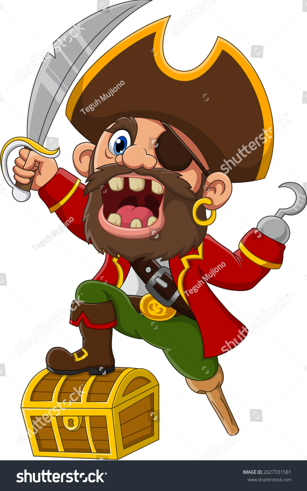 Cartoon Captain Pirate Holding Sword Stock Vector Royalty Free 2027331581 Shutterstock