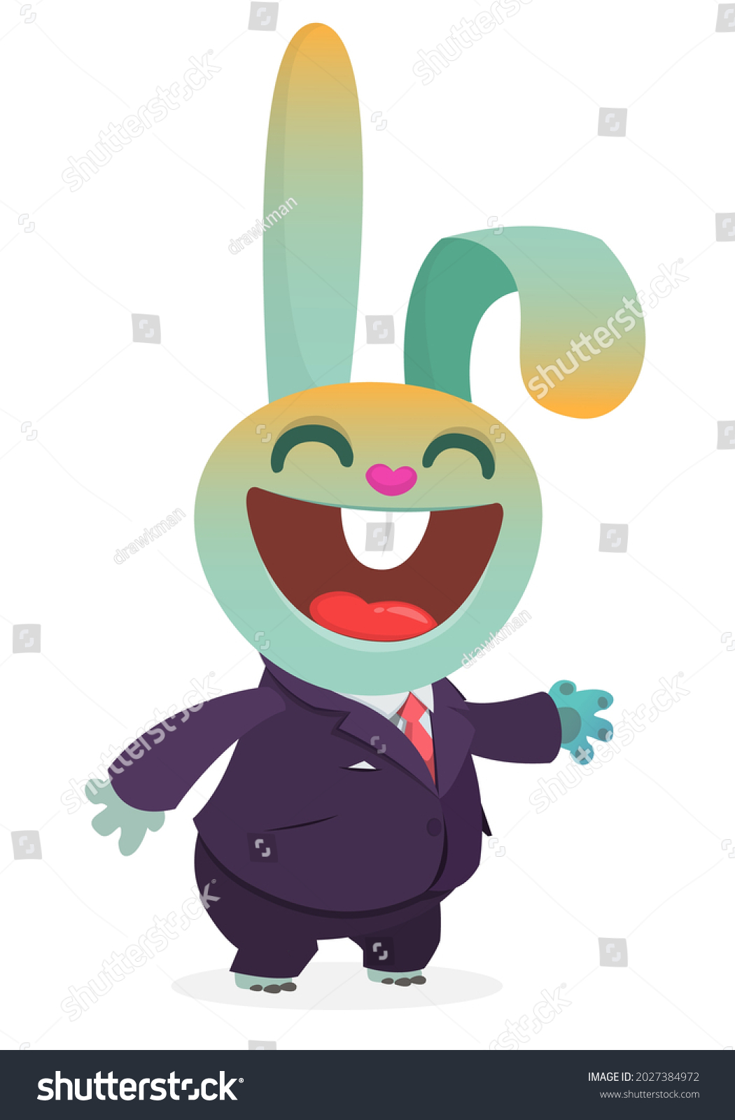 Cartoon Funny Smiling Bunny Rabbit Wearing Stock Vector (Royalty Free ...