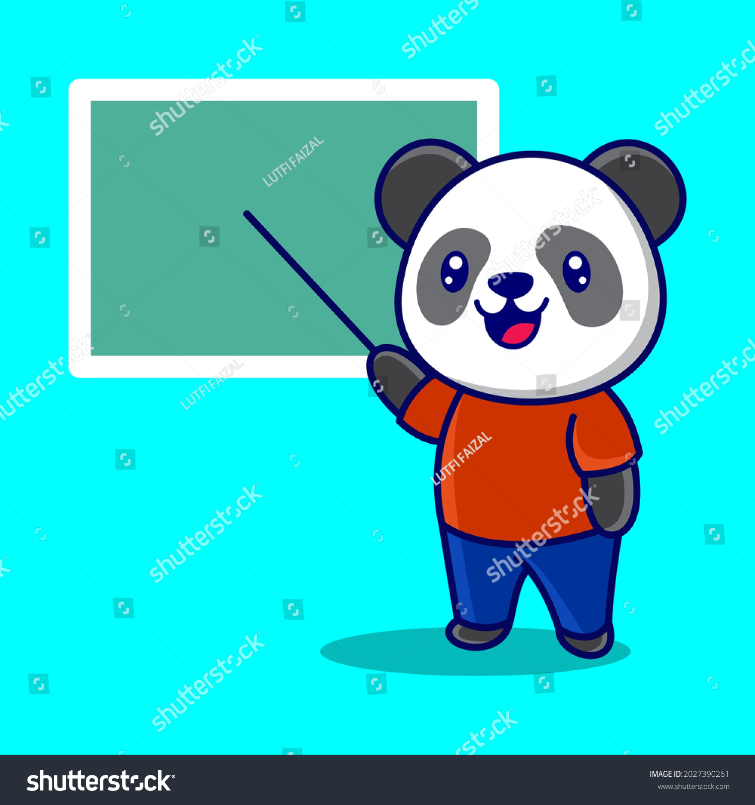 Cute Panda Teaching Character Cartoon Illustration Stock Vector ...