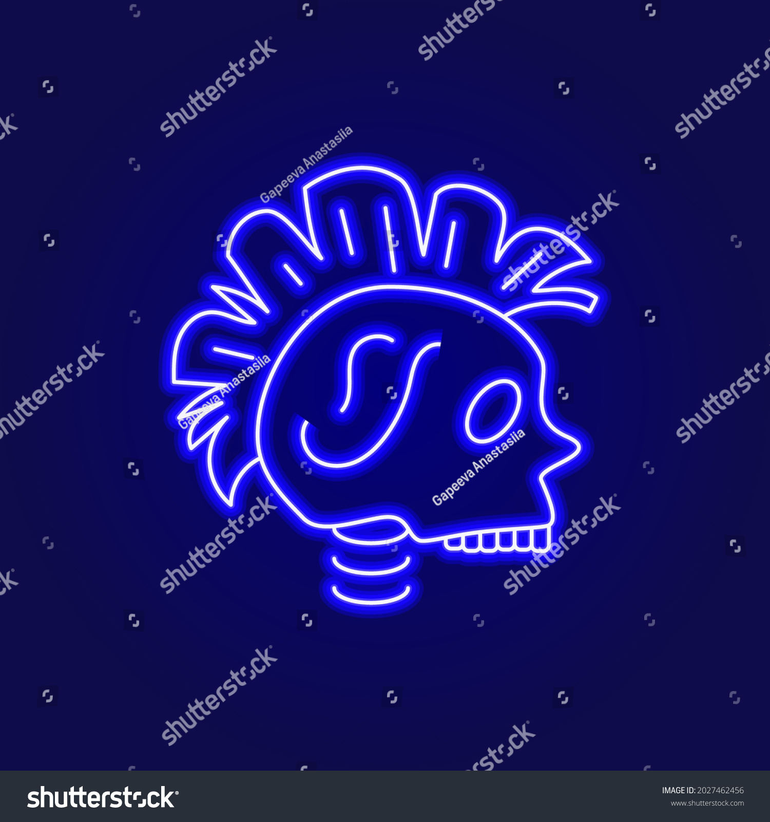 Cyberpunk Skull Mohawk Outline Icon Futuristic Stock Vector (Royalty ...