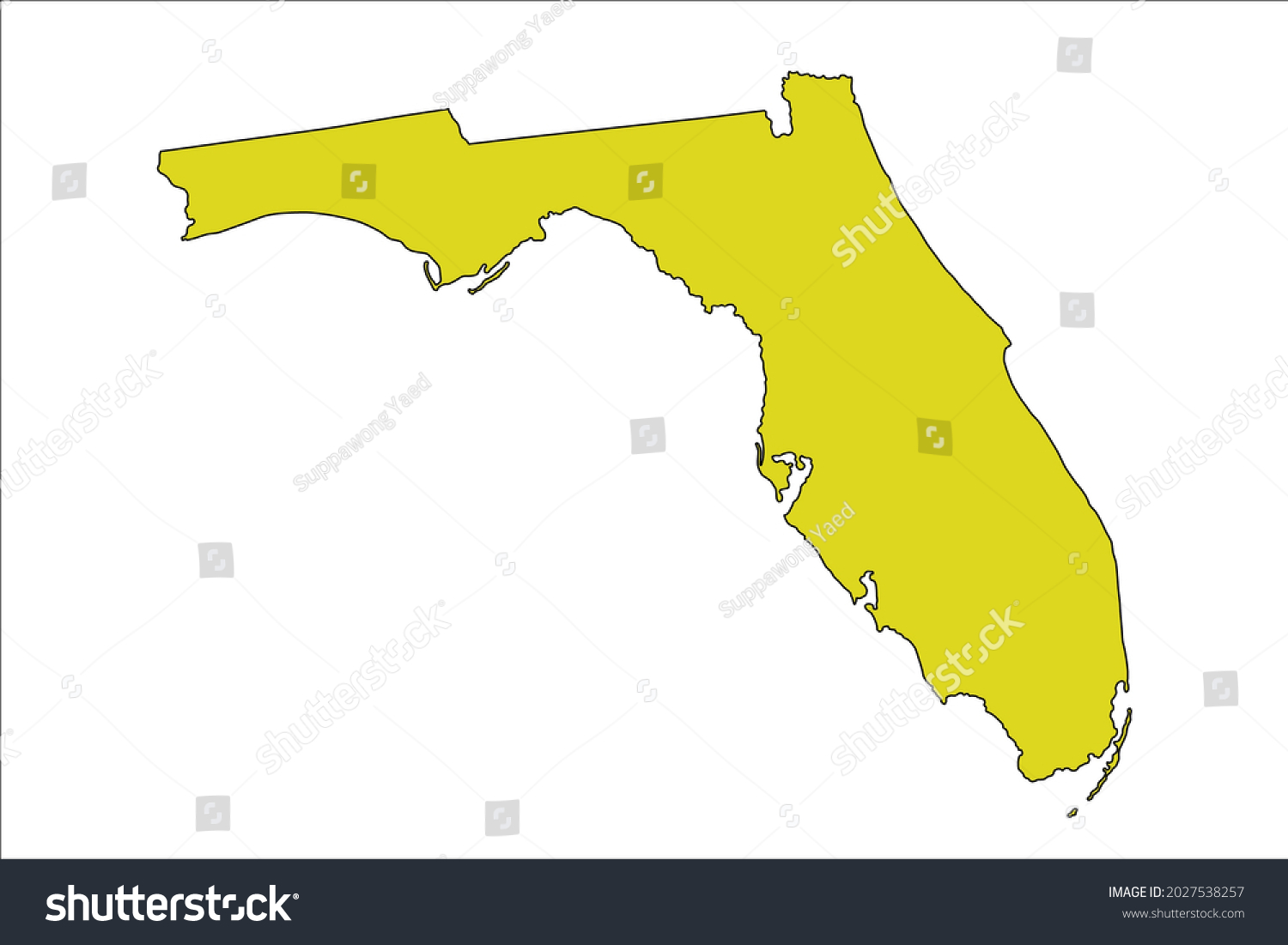 Florida Map Yellow Color On Backgound Stock Vector (Royalty Free ...