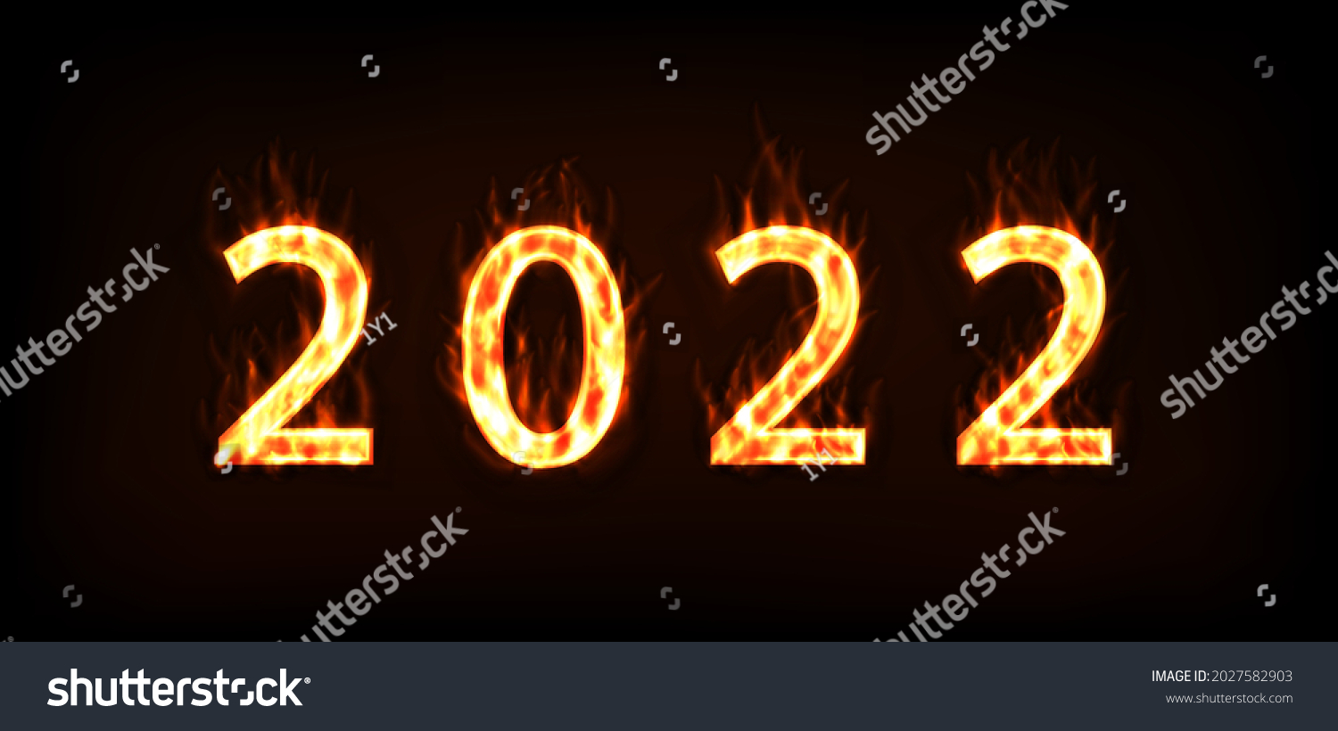 2022 Number Made Bright Fire Flames2022 Stock Vector (Royalty Free ...