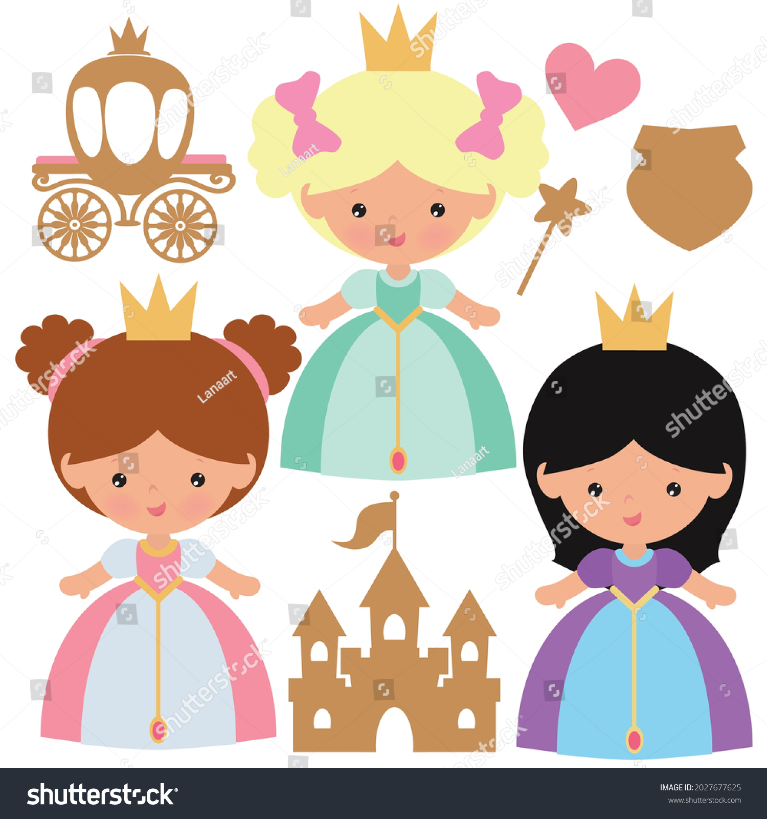 Cute Princess Vector Cartoon Illustration Stock Vector (Royalty Free ...