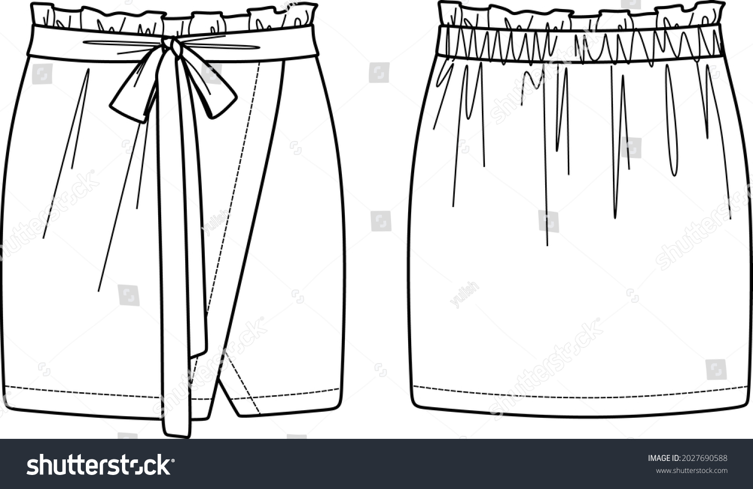 Vector Wrapped Skirt Belt Technical Drawing Stock Vector (Royalty Free