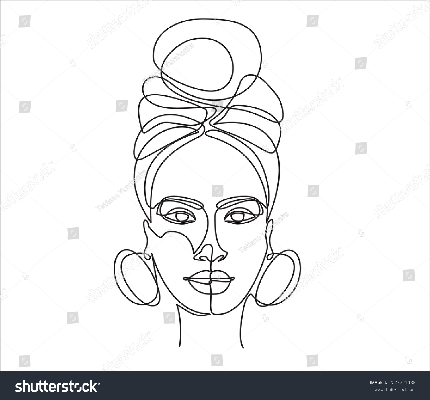 African American Woman Face Continuous Line Stock Vector Royalty Free 2027721488 Shutterstock 4694